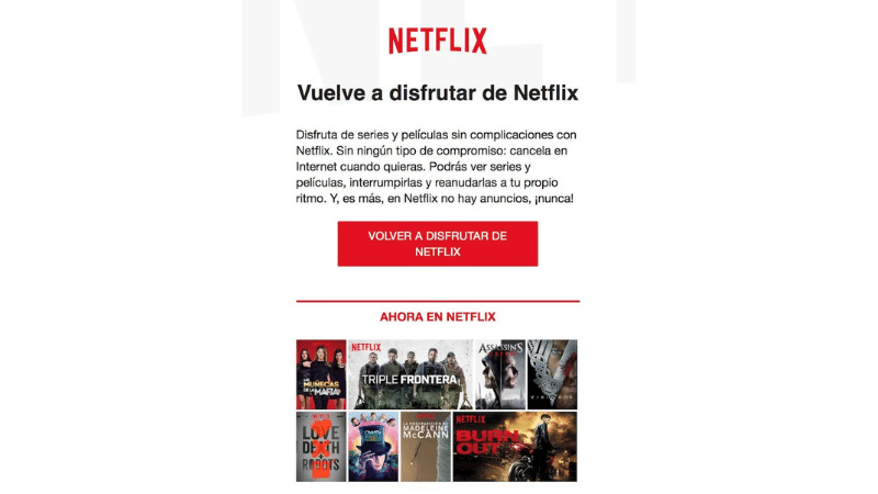 ejemplos email marketing Netflix
